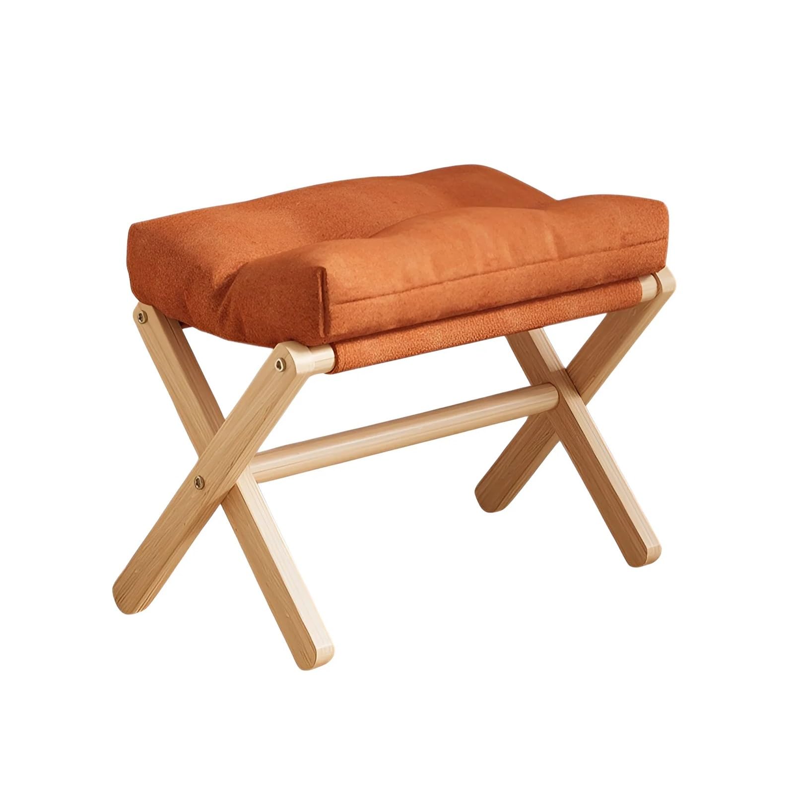 Poggiapiedi pieghevole in legno, pouf, sgabello multifunzionale for ufficio, soggiorno, rimovibile, lavabile(Wood)