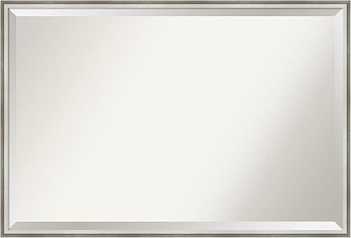 Miniatura 1 de Amanti Art Lucie - Espejo de pared con marco de madera blanca plateada para decoración de pared o para usar como espejo de baño para sobre el