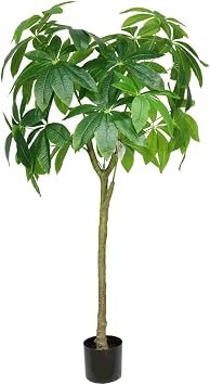 Lucky Tree 140cm/4.5ft Artificial Plants Pachira Aquatica Fake Tree Realistic Faux Plant Home Office Decorative Potted Tree