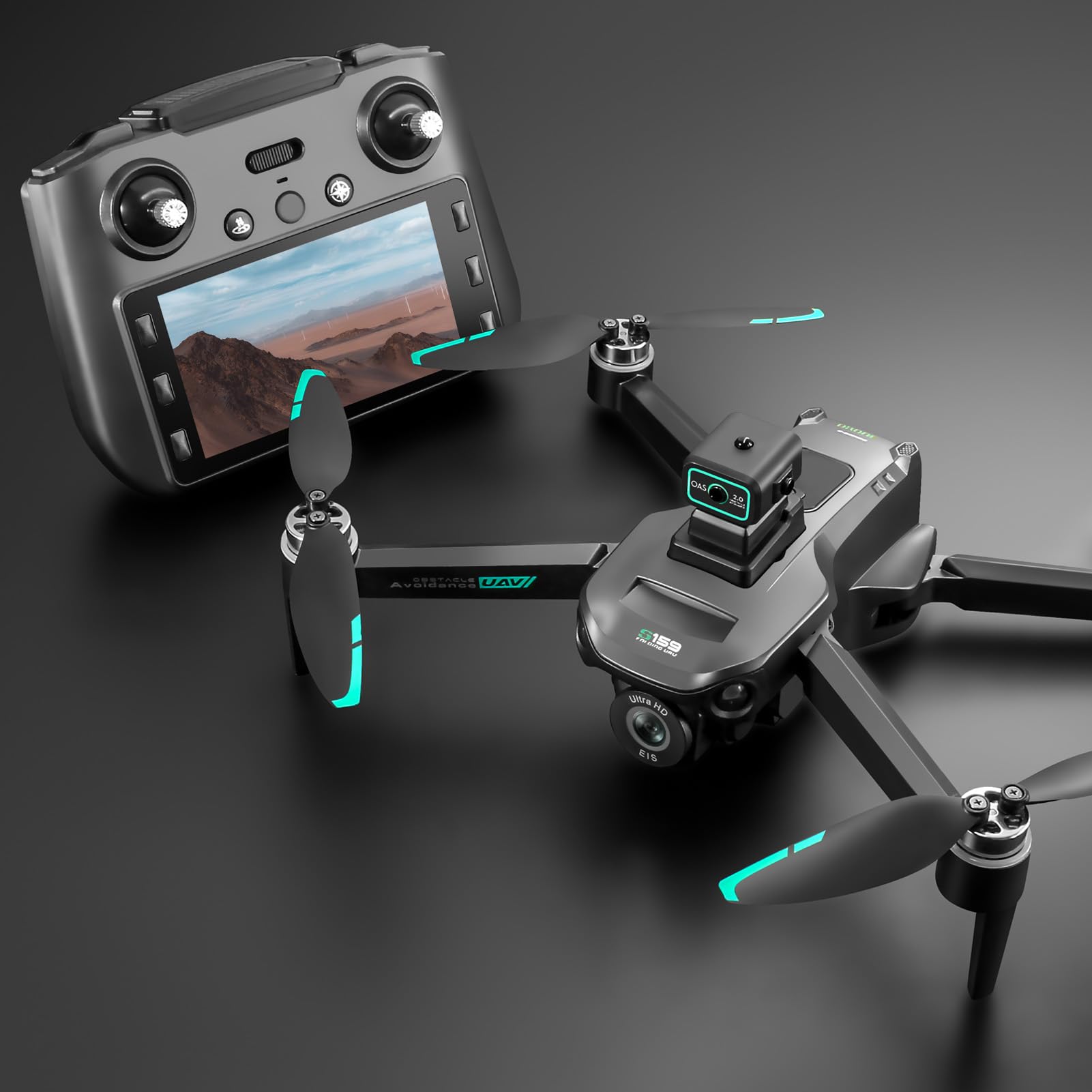 Jectse Drone con Doppia Fotocamera, Quadricottero RC Pieghevole Senza Fili 5G per Principianti, Drone con Motore Brushless con Evitamento Ostacoli, Volo Stazionario Stabile, Fotografia
