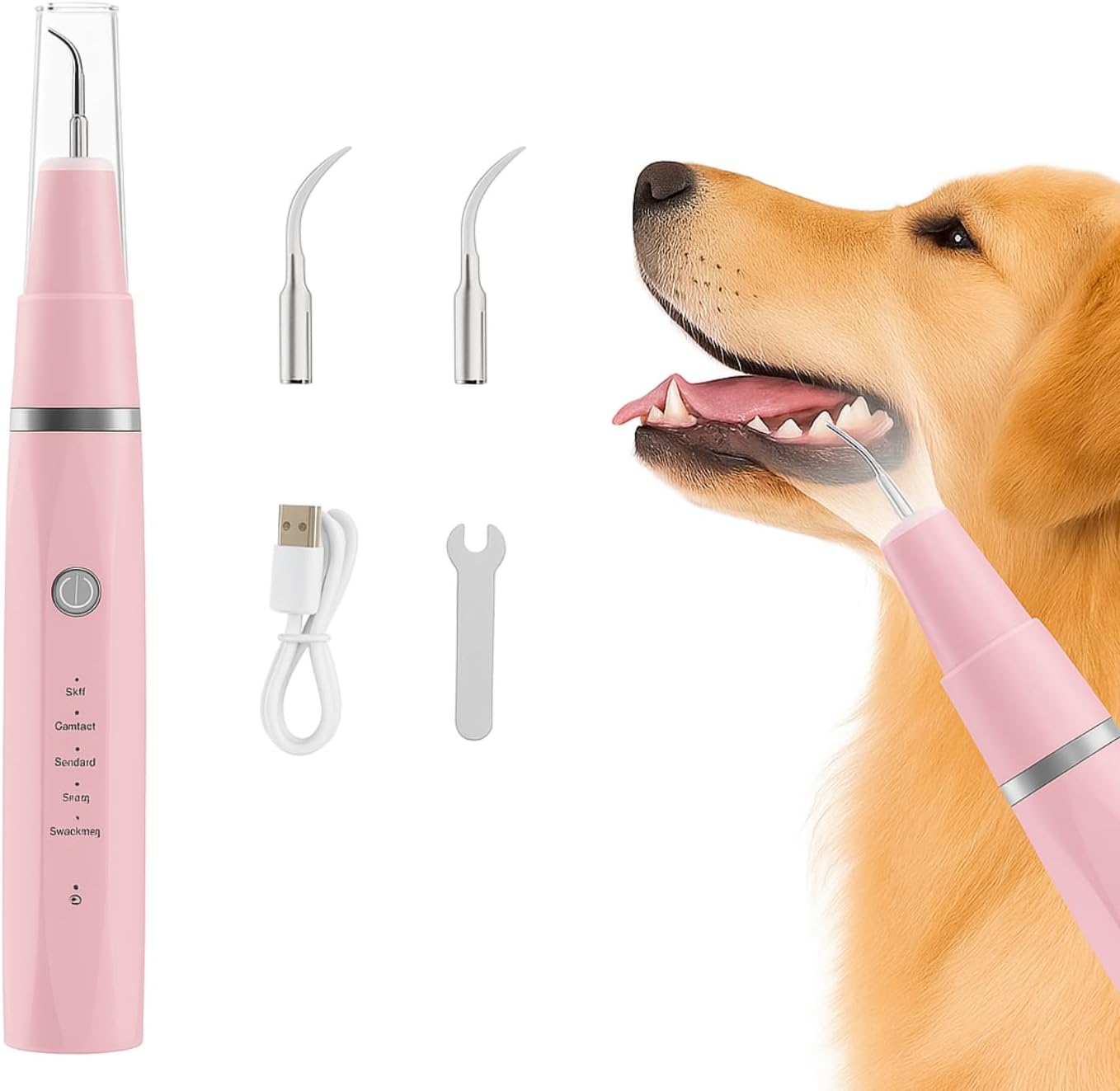 Wizco Dog Teeth Cleaning Kit, Pet Tooth Cleaner Dental Care Tartar Plaque Remover for Dogs and Cats (Pink)