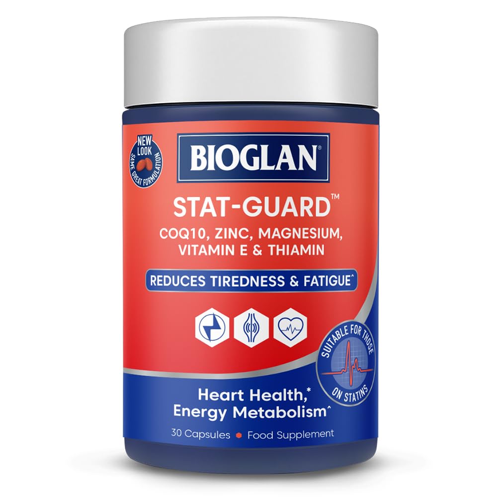 Bioglan Stat Guard | CoQ10 | Zinc | Vitamin E | Vitamin B1 | Magnesium | Helps Reduces Tiredness | Fatigue & Supports Heart Health | 30 Capsules