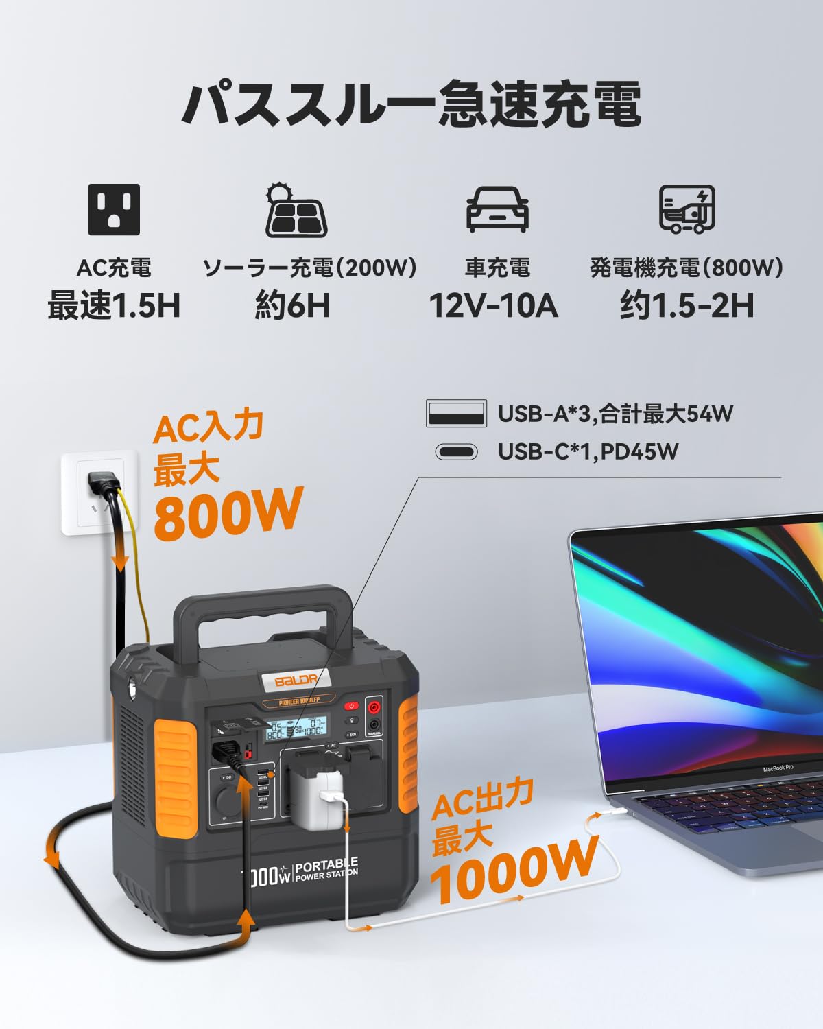 Amazon.co.jp: ポータブル電源ソーラーパネルセット BALDR 防災用