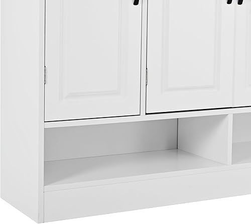 Vista 90 de RUNNA Organizador delgado de entrada con 2 cajones abatibles, armario de almacenamiento de zapatos con parte superior de vidrio templado con cajón