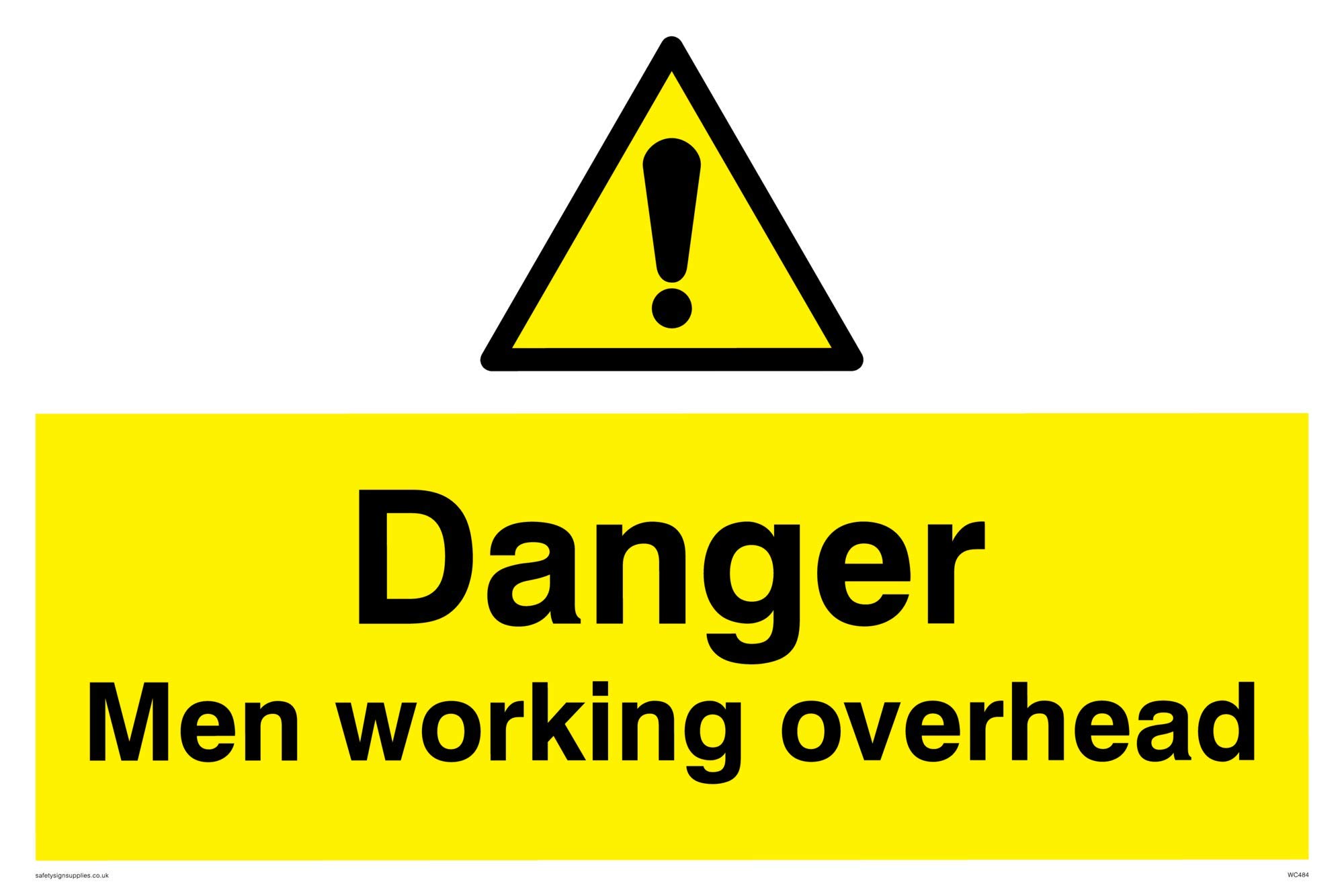 Viking SignsWC484-A4L-V "Danger Men Working Overhead" Sign, Vinyl, 200 mm H x 300 mm W