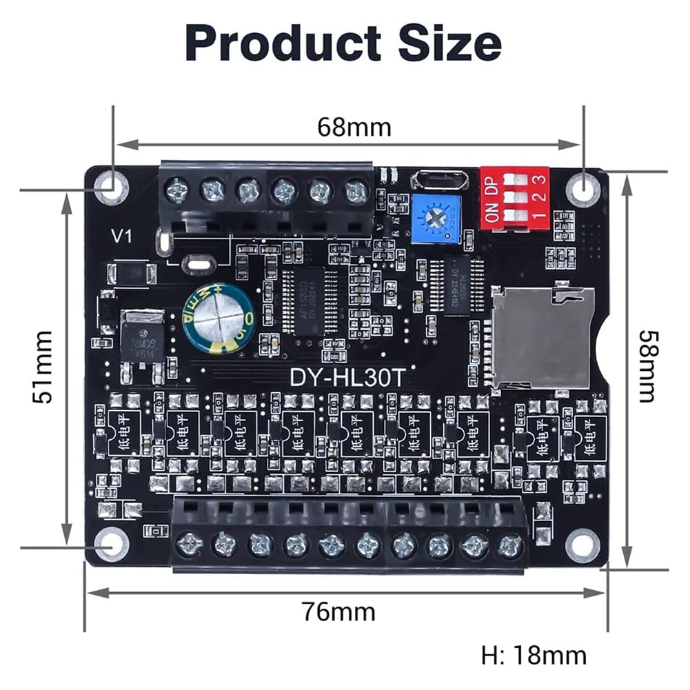 30 W MP3-Sprachwiedergabemodul DY-HL30T 9 Trigger-Musik-Player-Leistungsverstärkerplatine TF-Karte 32 G Max. WAV DC 12 V 24 V MP3 B