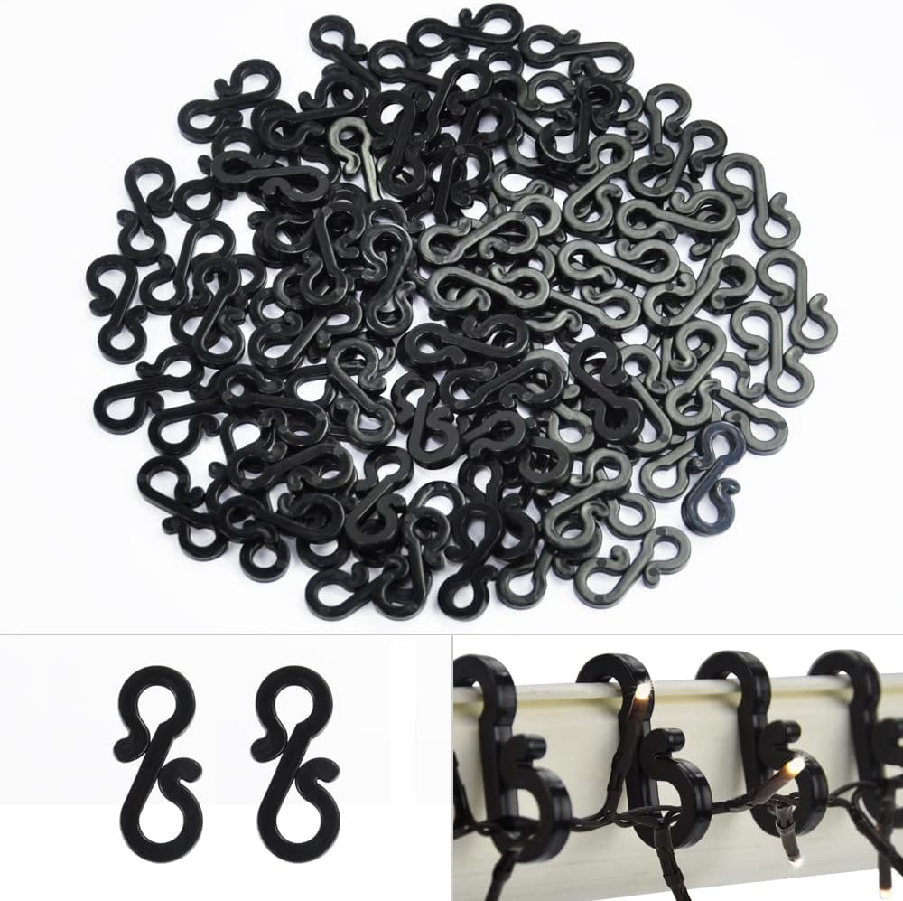 Vikdio 100 Pcs Black Gutter Hooks for Securing Outdoor String Lights