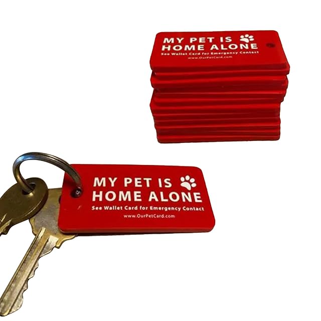 Foto 4 de 6 de jebyltd My Pets are Home Pet Alone Llavero de alerta de emergencia con tarjeta de contacto