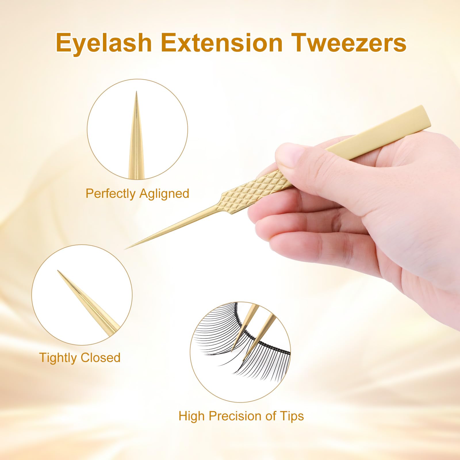 NAGARAKU Precision Fiber Tip Tweezer for Eyelash Extensions Diamond Handle 5cm Slim Tweezers Tip Anti-Static Anti-Slip Stainless Steel Pointed Separate Eyelashes Straight Tweezers with Box(AG-01) - Image 4