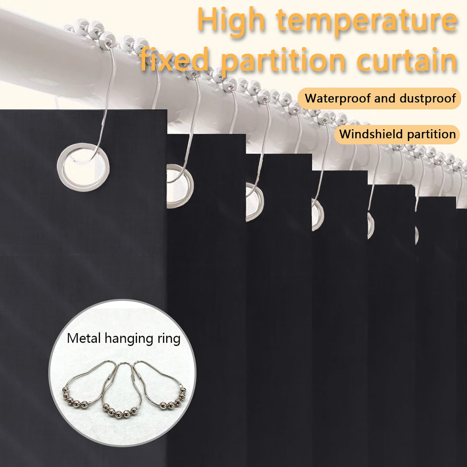 BOYOUTH Heavyweight Folding Accordion Shading Shower Curtains,Waterproof Fabric Pleated Partitions Privacy Bath Curtain for Bathroom Bathtubs Hotel Spa Decor,Dark Grey,44 x 77 inches - Image 2