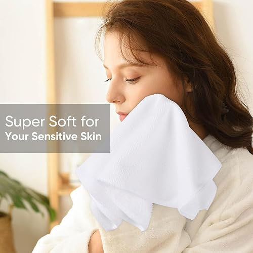 Miniatura 3 de HOMEXCEL Paquete de 12 paños de microfibra, altamente absorbentes y suaves, paños blancos multiusos para baño, hotel, spa, gimnasio y cocina, 12 x