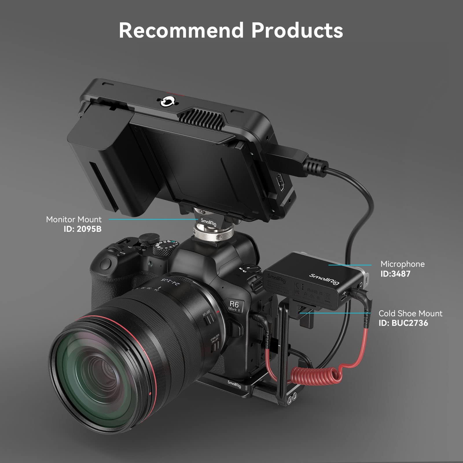 SMALLRIG Quick Release L-Bracket für Canon R6 Mark II / R6 / R5 / R5 C, Kamera-L-Platte für Arca-Typ mit 1/4"-20 Gewindelöchern, Gurtlöchern, Vertikale Aufnahmen - 4160B