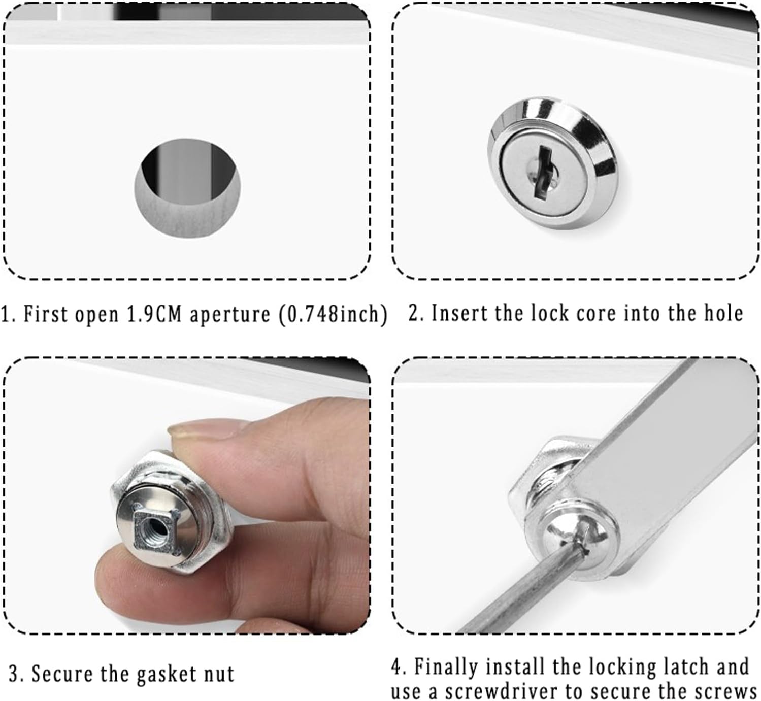 RV Storage Locks, Camper Compartment Storage Door Locks with Keys, Cabinet Lock for RV Camper Travel Trailer, Drawer Cabinet Toolcart Storage, 3/4 Inch 4 Locks with 8 Keyed Alike, Zinc Alloy