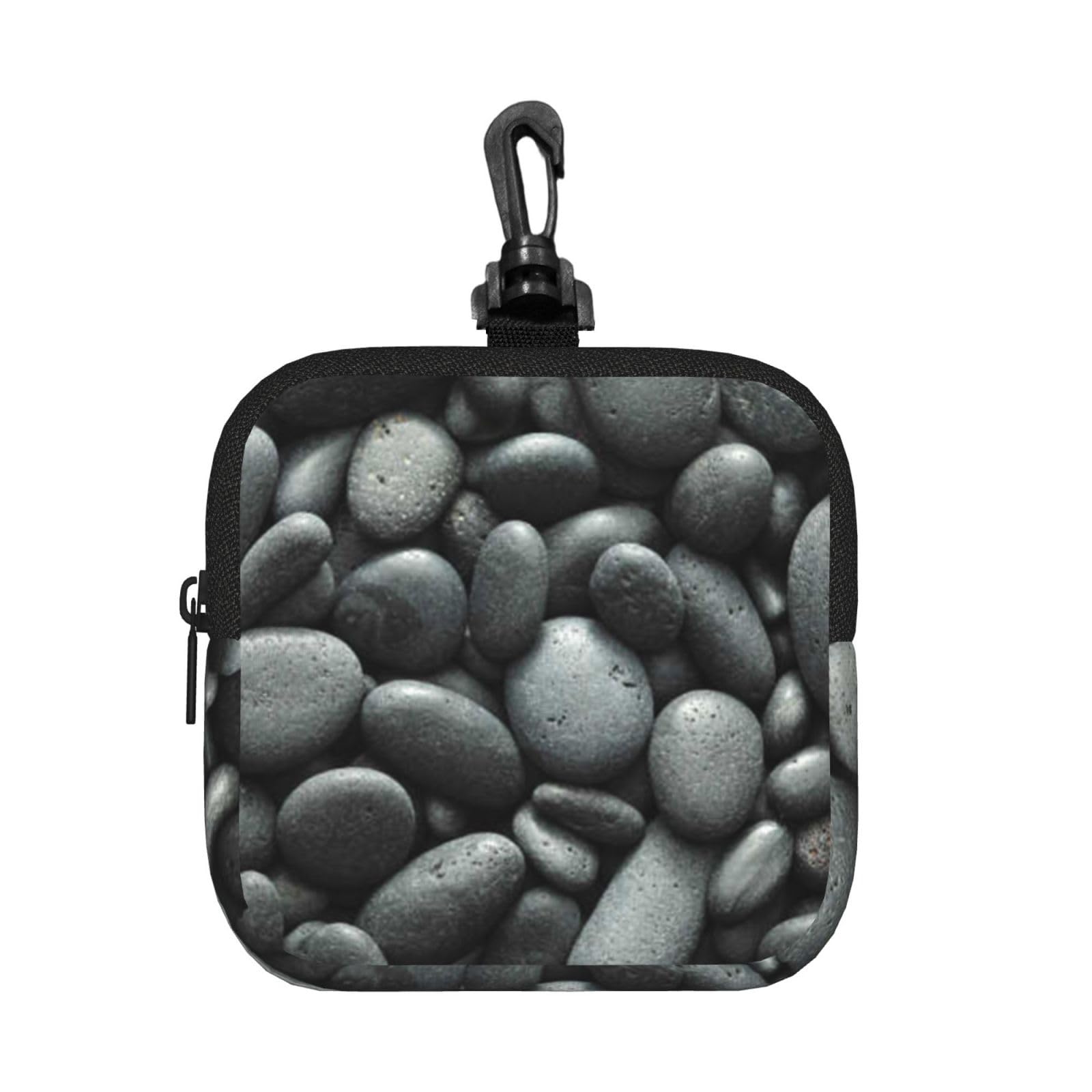 Ercgad Unisex Black Many Pebbles Print Square Storage Bag Travel Toiletry Cosmetic Organizer Pouch Lightweight Reusable