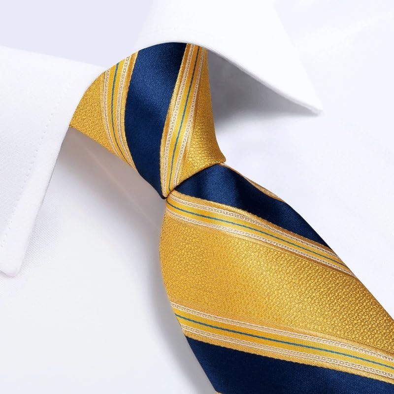 Corbata de Seda a Rayas Amarilla 8cm miniatura 3