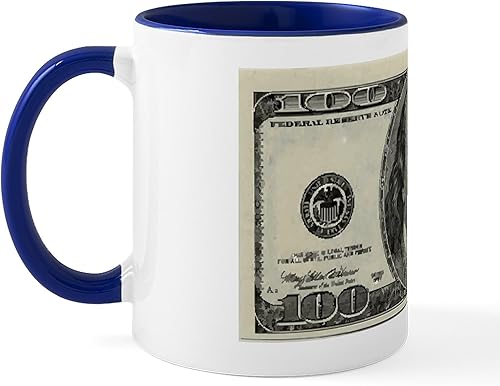 Vista 24 de CafePress Taza de café de cerámica Million Dollar (11 oz) Blanco - Taza del millón de dólares,Blanco - Taza de billetes de 100 dólares,Taza blanca