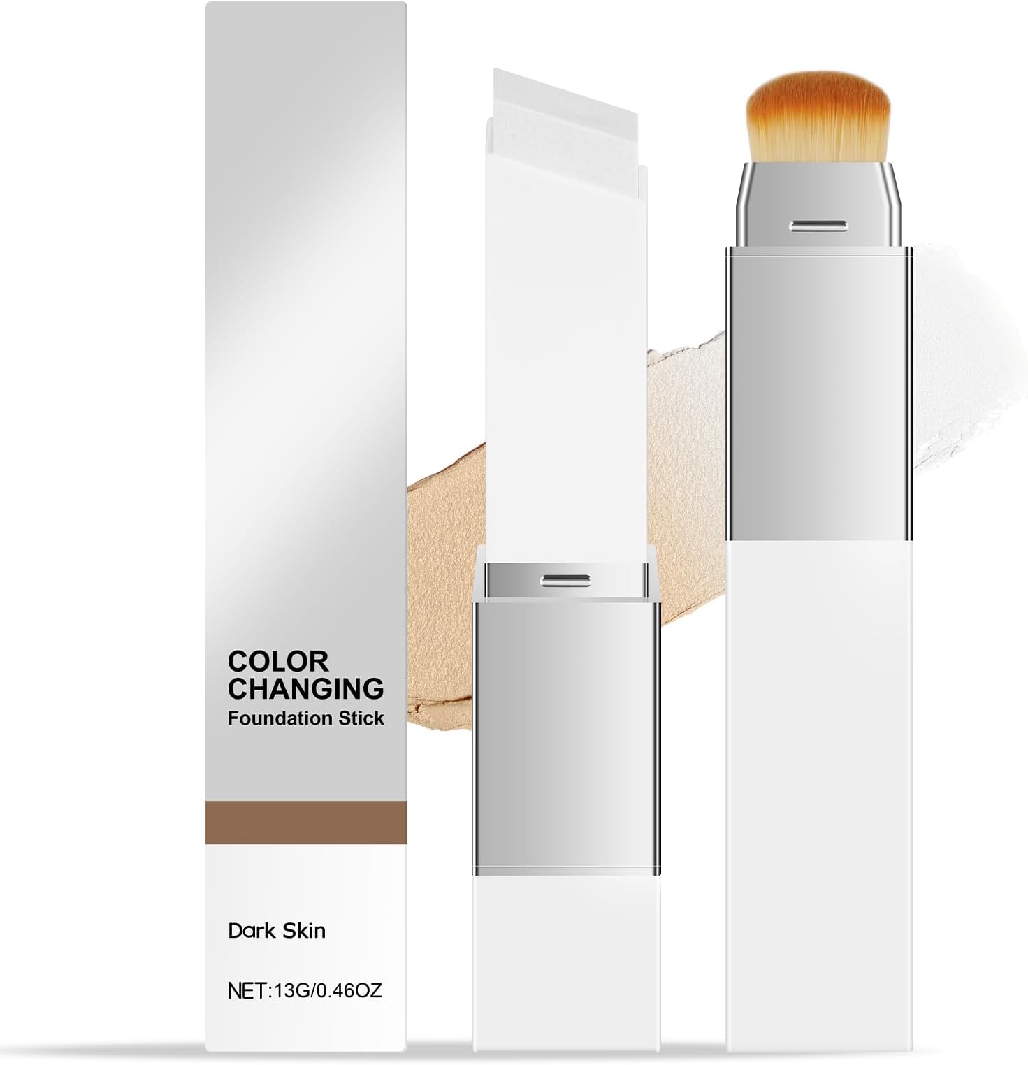– White Stick Foundation, 2-in-1 White Foundation & Concealer, Adaptive Colour Match, Buildable Lightweight Coverage, For All Skin Types, Dark Skin Tone, 13 g