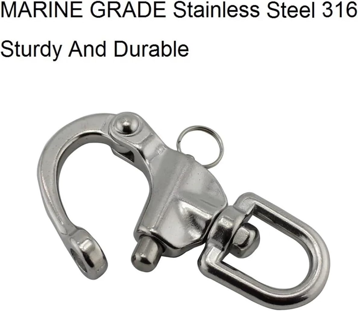 Water Sports 5PCS Quick Release Snap Shackle 316 Stainless Steel 70mm 87mm 128mm Heavy Duty Sailing Quick Release Swivel Trigger Snap Shackle Sailing Accessories(87mm)