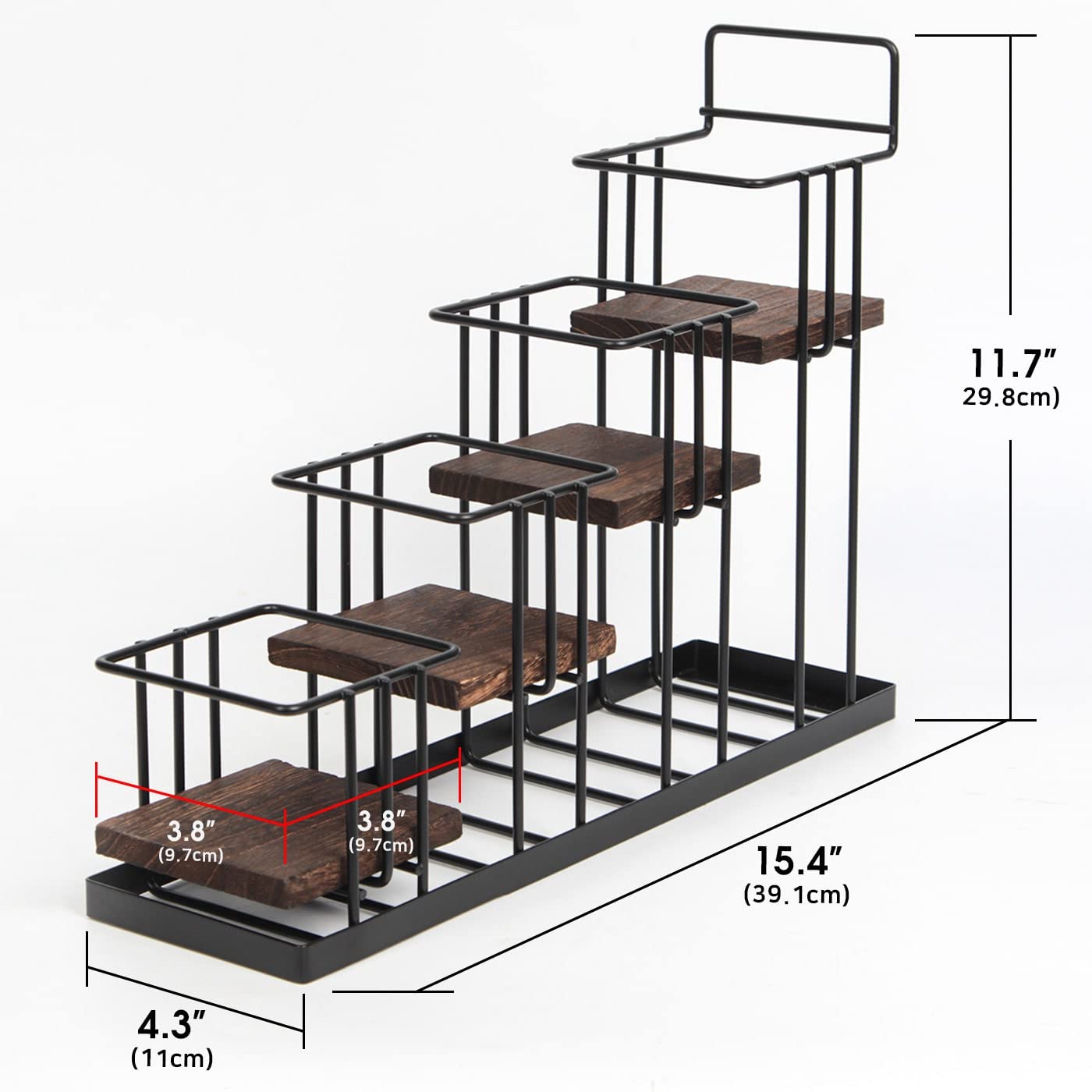 Scaffale organizer per sciroppo di caffè, legno rustico e filo metallico, espositore a 4 ripiani, accessorio da bar per sciroppo, vino, bottiglie di condimento, espositore per cucina, MK816A
