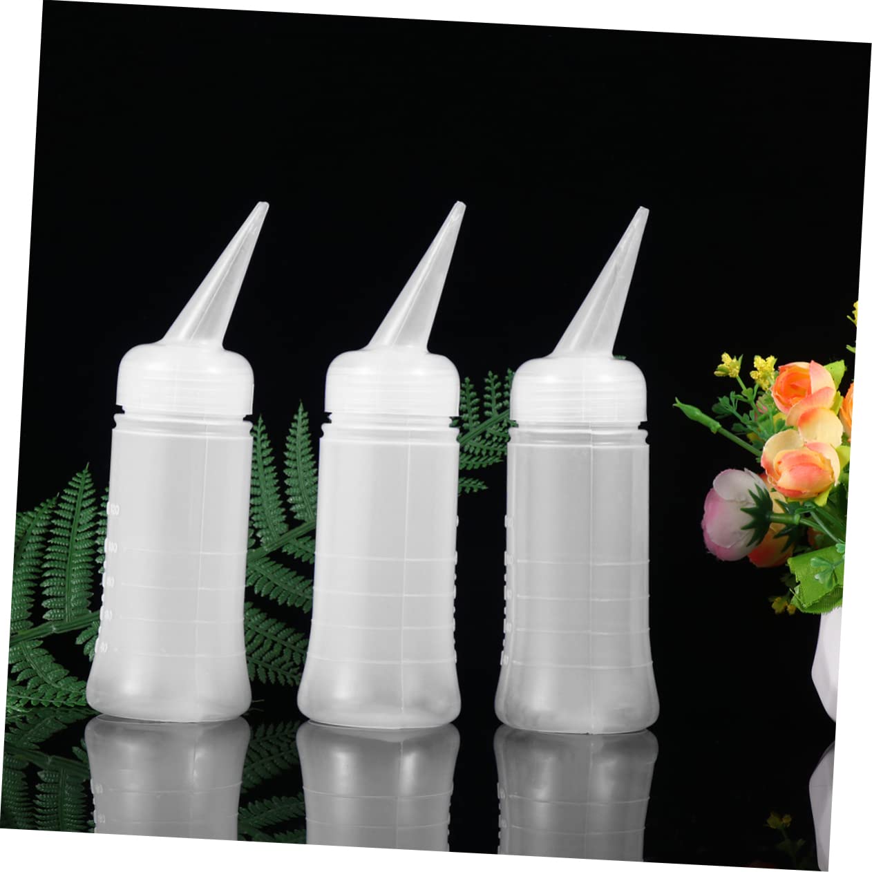 minkissy Lot de 4 Flacons Applicateurs de pour Cheveux Rechargeables à Presser avec Pointe Inclinée pour Salon Usage Domestique 5 Pièces X 4