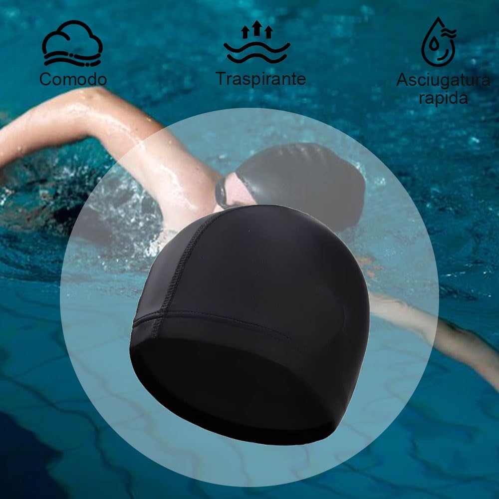 3 Cuffie Da Nuoto In Nylon - Cappelli Da Bagno Unisex Antiscivolo Per Piscina E Sport Acquatici - Foto 12