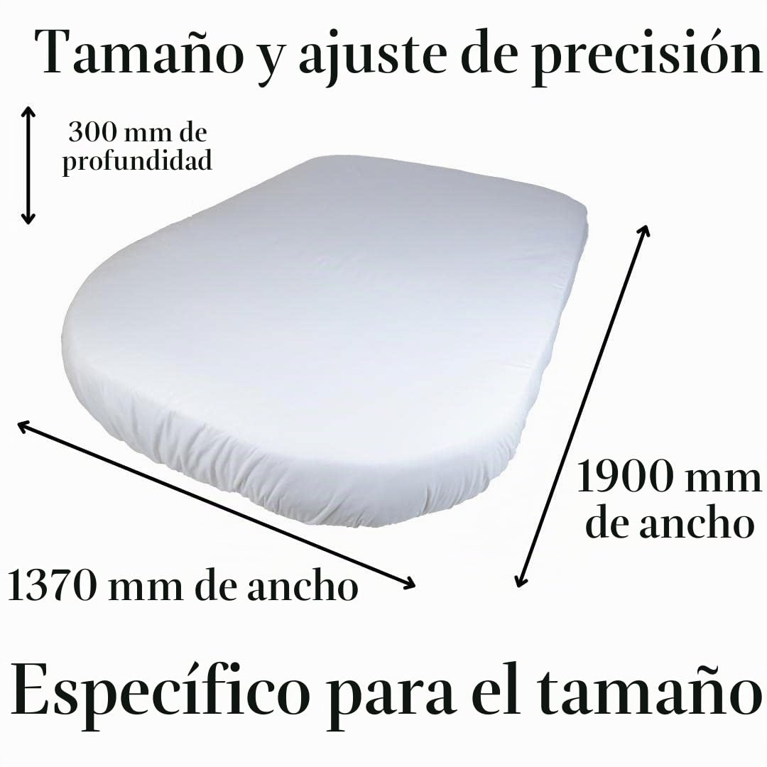 Jonic Essentials - Sábana bajera ajustable para cama de autocaravana en forma de isla, polialgodón blanco de 200 hilos, elástico en todo el mundo, fabricado en Reino Unido (137/190/30 cm)