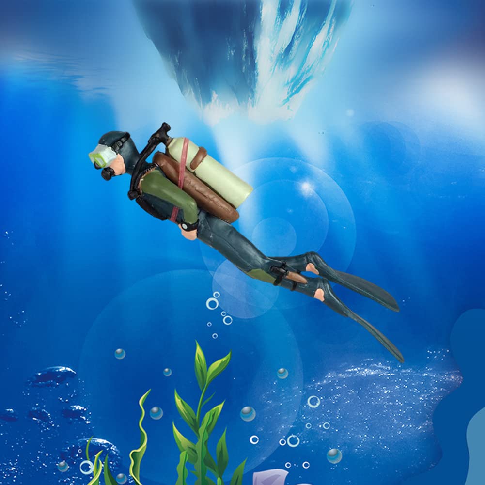 4 Decorazioni Acquario Sommozzatore - Set Completo Con Lenza E Palla Galleggiante Per Pesci