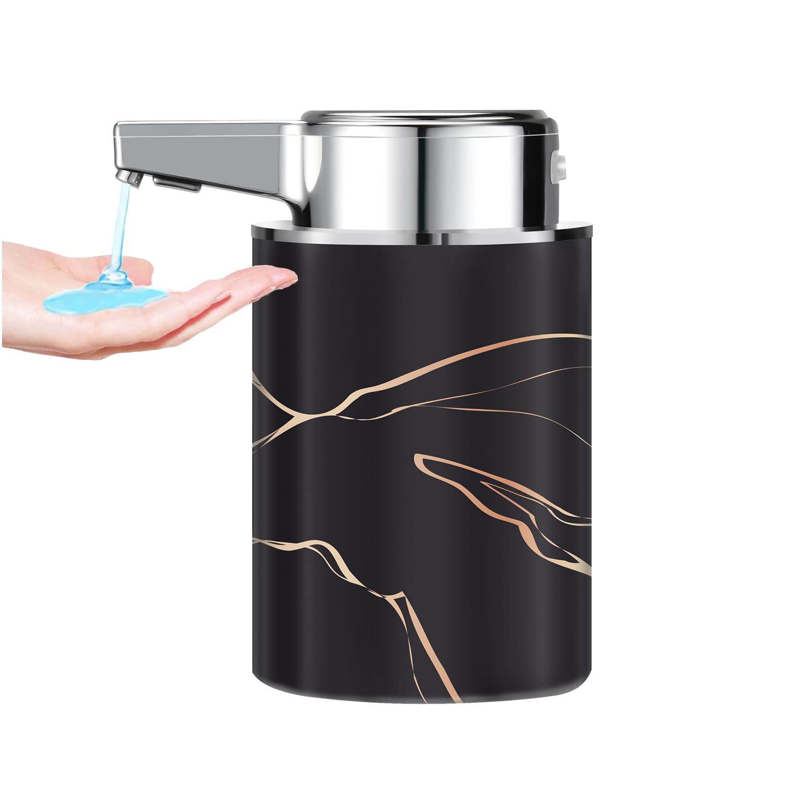 Automatic Soap Dispenser, Electric Soap Dispenser, Automatic Soap Dispenser, USB Rechargeable Foam Soap Dispenser for Bathroom, Kitchen (Marble, Black)