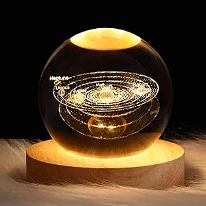 ان نيوفينت مصباح اضاءة ليلية بتصميم كرة كريستالية ثلاثية الابعاد مقاس 80 ملم 3.15 انش مع قاعدة LED ديكور رائع للمكتب افض