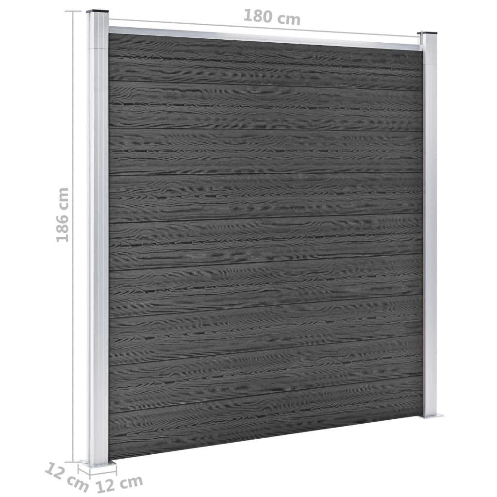 vidaXL Set Pannelli di Recinzione in WPC 526x186 cm Nero