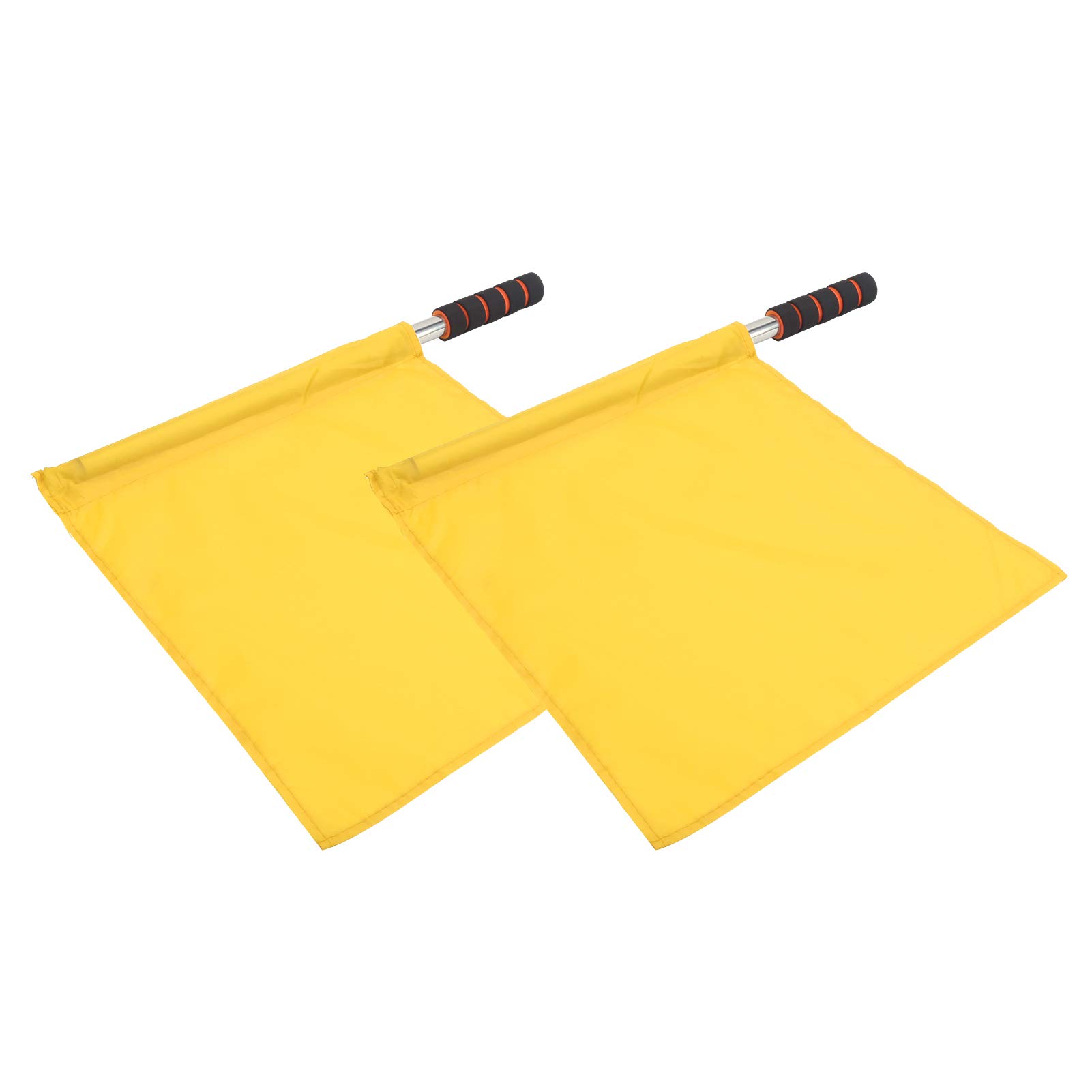 Cryfokt Drapeau de Juge de Ligne de Compétition, Poignée en éponge Confortable, Drapeaux Officiels D'arbitre, Poteau en Acier Inoxydable 2 Pièces pour Arbitres de Football pour Jeux de Plein Air