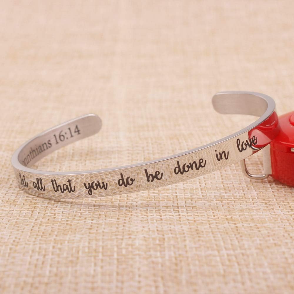 Christian Gifts for Women Inspirational Religious Bracelets for Women Her Girls Cuff Bangle Mens Bracelets Bible Verse Faith Baptism Gifts for Teenage Girls Mantra Quotes Engraved Jewelry - Image 3