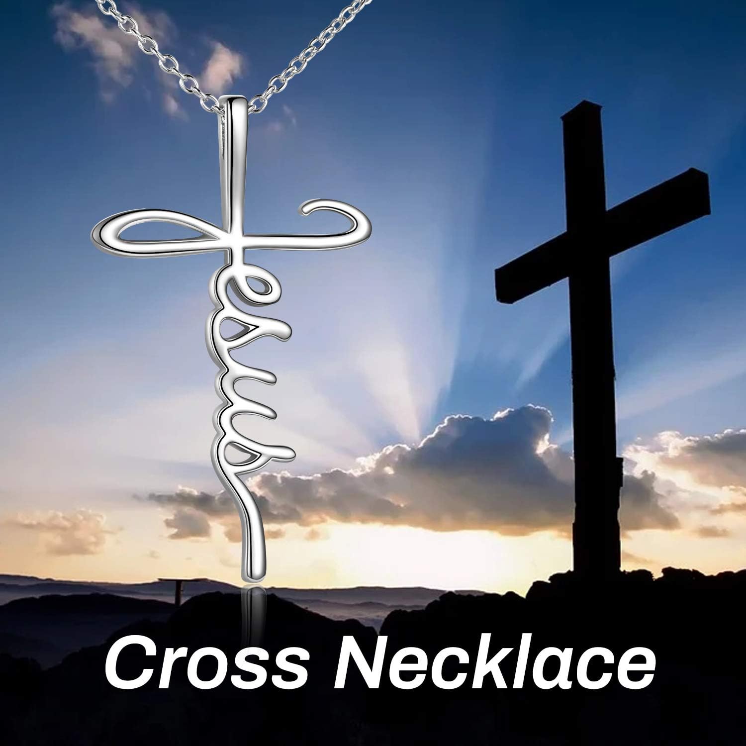 POPLYKE Cross Necklace for Women 925 Sterling Silver Faith Hope Jesus Necklace Religious Jewelry Christian Gifts for Women - Image 6