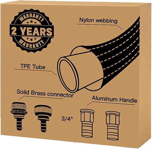 Miniatura 9 de Manguera de jardín ligera y flexible de 30 pies, asas antideslizantes, manguera no torcedura, accesorio de latón macizo para barcos, manguera de