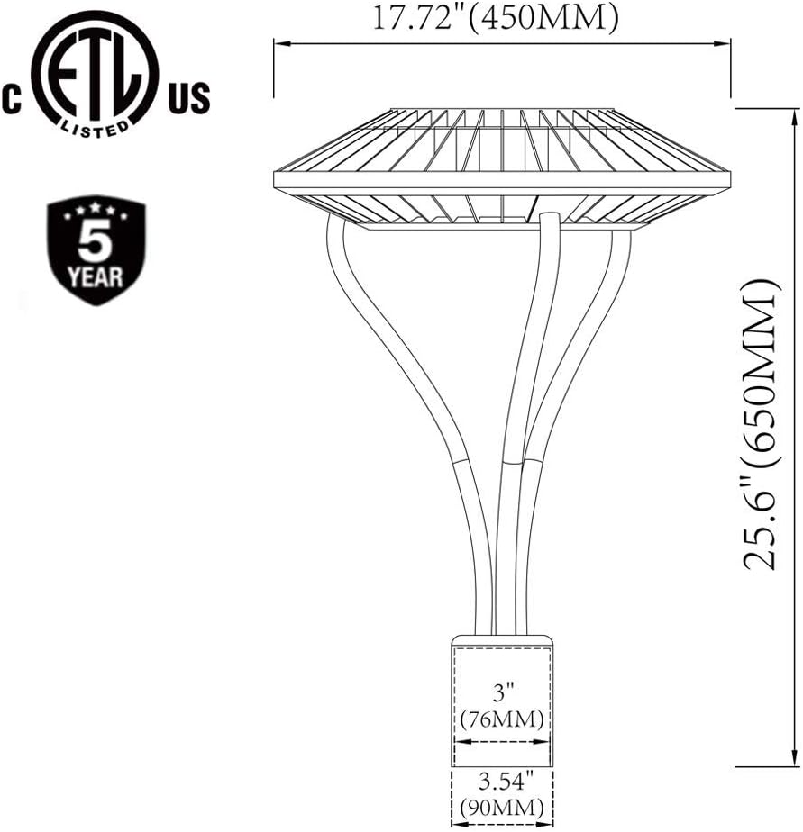 Buy 1 get 1 🔥 Led Post Top Light 60W DLC/ETL Listed 8,700Lm 5000K Daylight IP65 Waterproof LED Post Top Outdoor Circular Area Pole Light [300W Equivalent] for Garden Yard Street Lighting