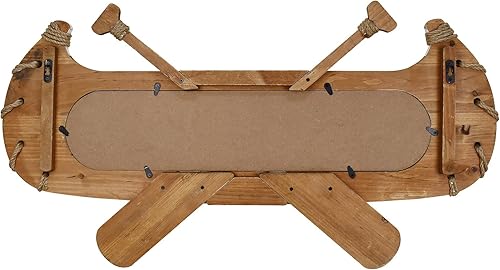 Miniatura 7 de K KILIPES Espejo de pared de madera con ganchos, marco de madera rústico, espejo de pared colgante para baño, entrada, dormitorio, sala de estar,