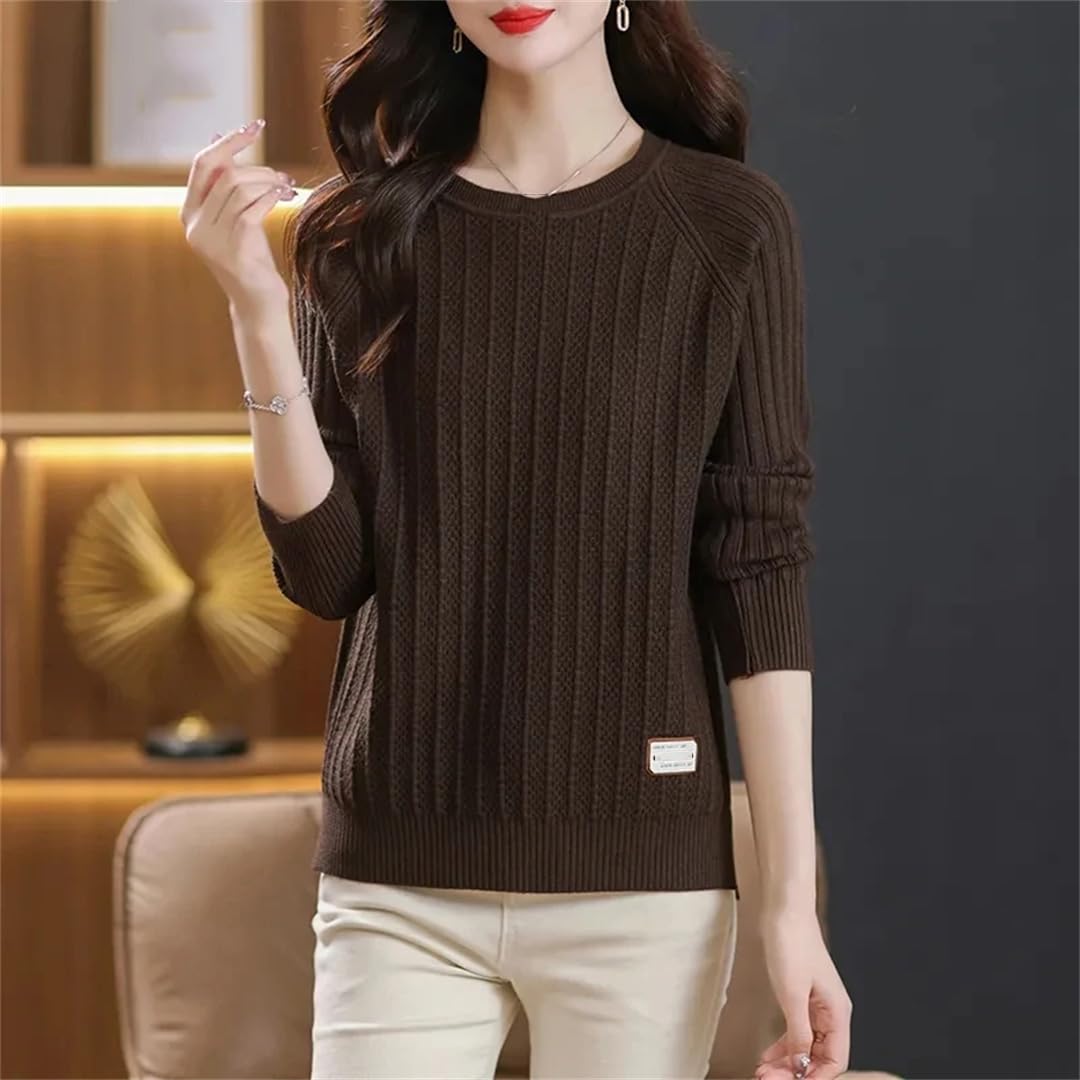 Maglione da donna a maniche lunghe lavorato a maglia girocollo alla moda