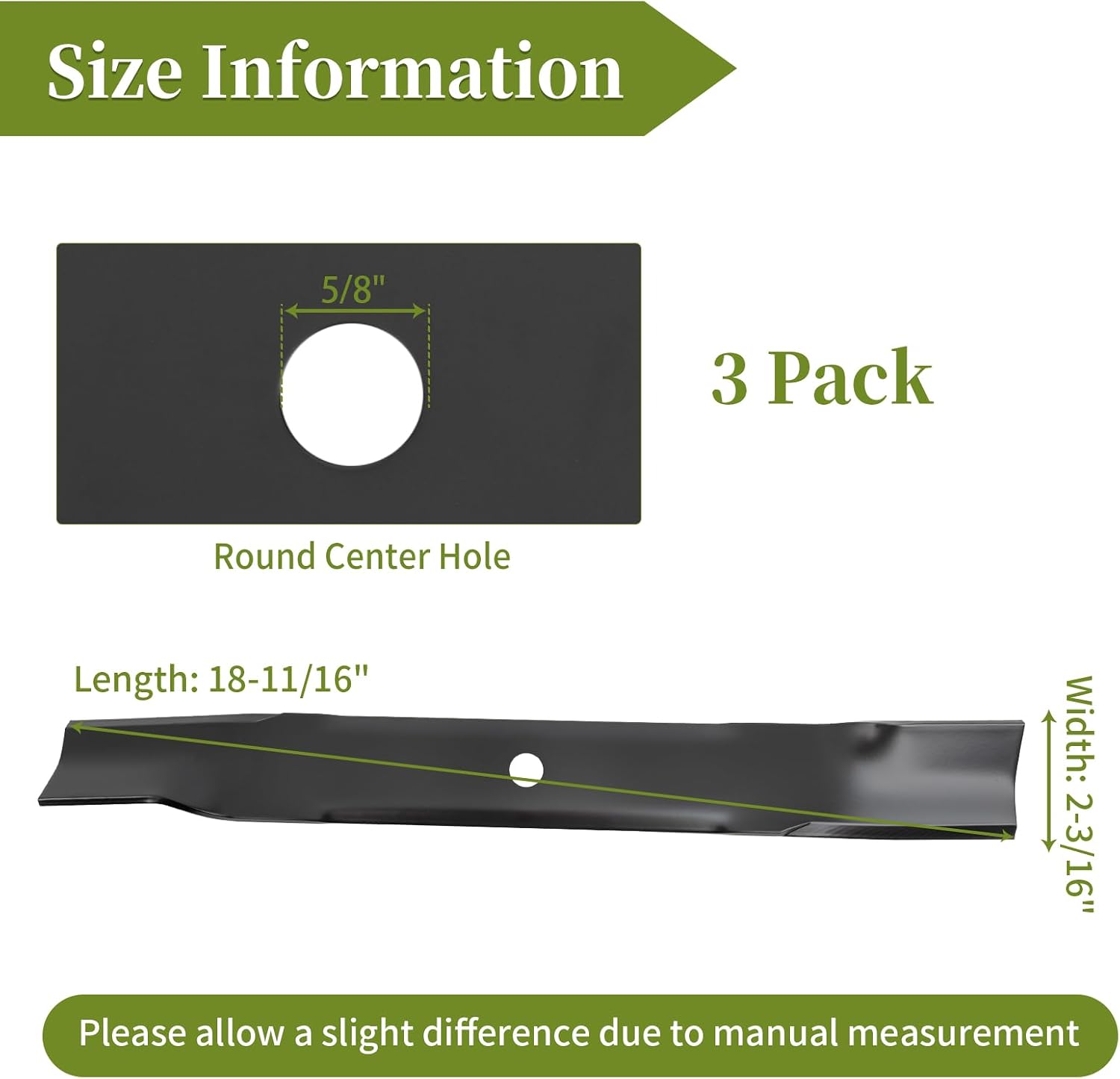 115-2454-03 High Lift Blades for 54" Mower Deck, Compatible with Toro TimeCutter HD Titan ZX5400 ZX5420 MX5400 MR5400 Ex-Mark Lawn Mower, Replace 115-4999 115-4999-03 115-9650-03, 3 Pack