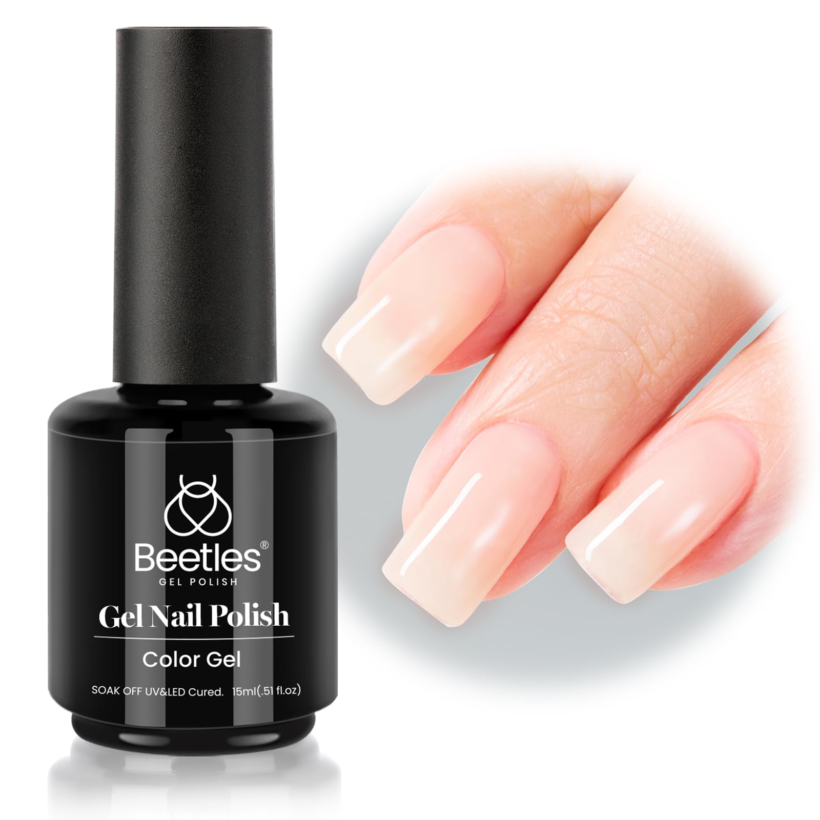 Beetles Nude Gel Polish, 15ml Jelly Neutral Nude Gel Nail Polish Set Translucent Effect Nail Concealer Soak Off UV Spring ...