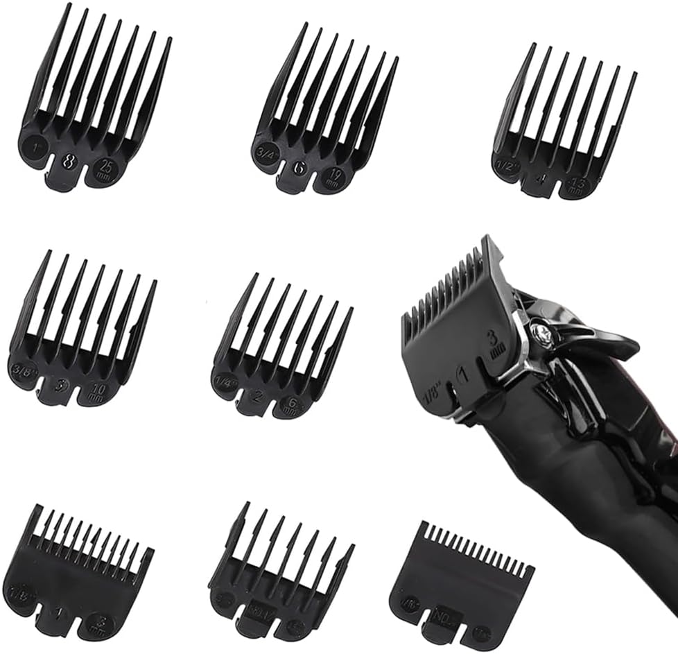 8 PCS Clipper Guards Set 8 Sizes Hair Clipper Combs Guides Replacement Professional Hair Limit Comb Universal Trimmer Guards Set for Most Clippers Trimmers