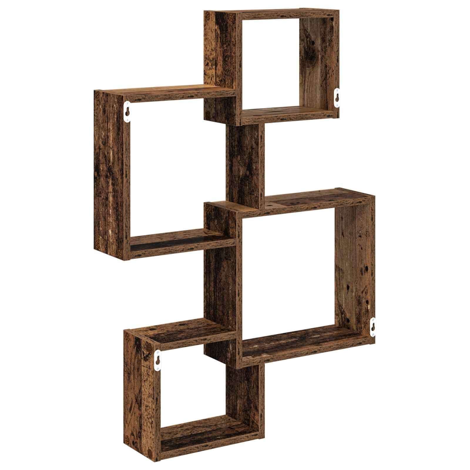 Étagère murale en bois vieilli - 64 x 13,5 x 91,5 cm - Étagère murale en bois pour salon, chambre à coucher, cuisine, salle de bain, bureau, peu encombrante, polyvalente, durable, moderne
