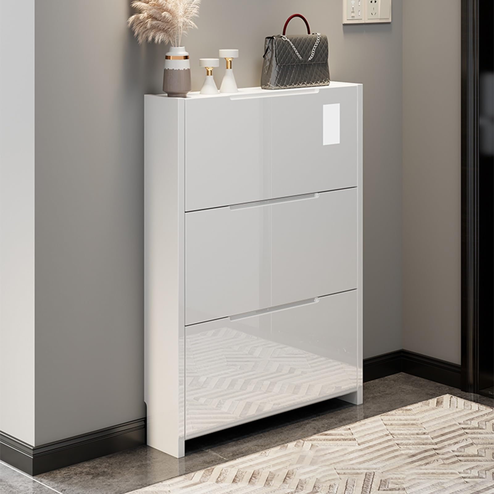 Zapatero De Entrada Recibidor Mueble Zapatero nizador De Zapatos Que Ahorra Espacio Adecuado para Tacones Altos Zapatillas para Pasillo Ddormitorio (Bianco100x24cm/39x9.4")