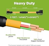 Vista 7 de 50 Amp RV/EV Splitter Adapter Cord, 4 Prong 250V NEMA 14-50P to 2X 14-50R, ETL Listed Heavy Duty 6/3+8/1 AWG 250V Splitter 3 Feet Power Extension