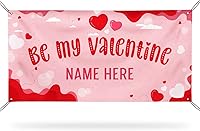 Vista 31 de Cartel de fondo personalizado para el día de San Valentín, decoración de San Valentín, letrero de vinilo con texto en inglés "Be My Valentine