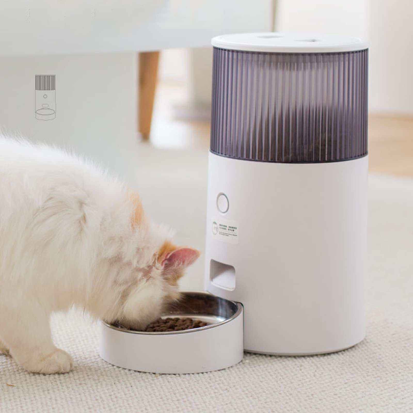 2.5L Distributore Automatico di Cibo per Gatti, Cani,con Ciotola in Acciaio Inossidabile, Controllo Remoto da App, con Controllo della Porzione,Timer Programmabile Fino