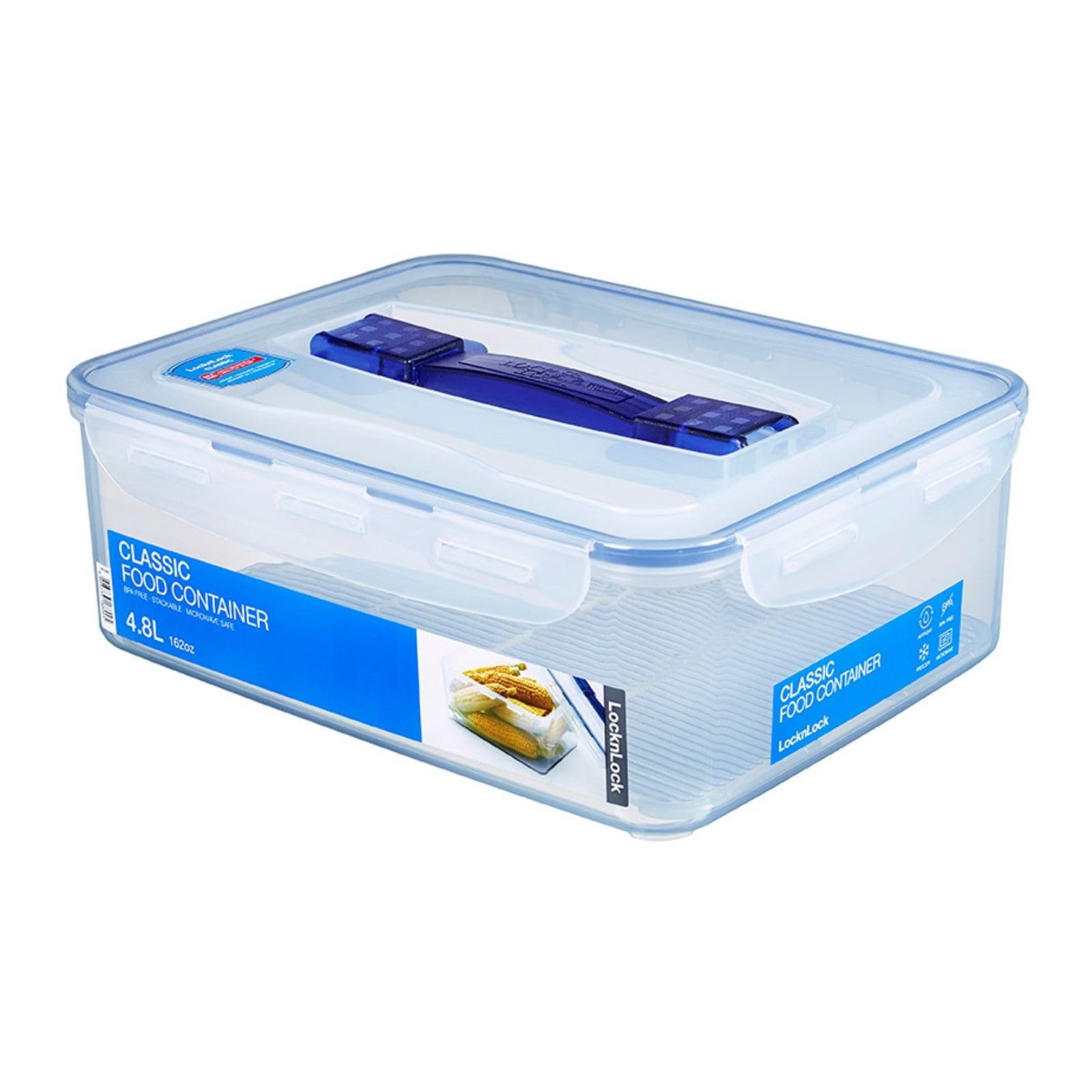 LocknLock PP Classic Aufbewahrungsbox luftdicht mit Griff & Ablaufgitter| 4,8L | 29,5 x 23 x 10,6 cm | 100 % luft- und wasserdichter Vorratsbehälter mit Deckel | Gefrierfeste Aufbewahrungsdose
