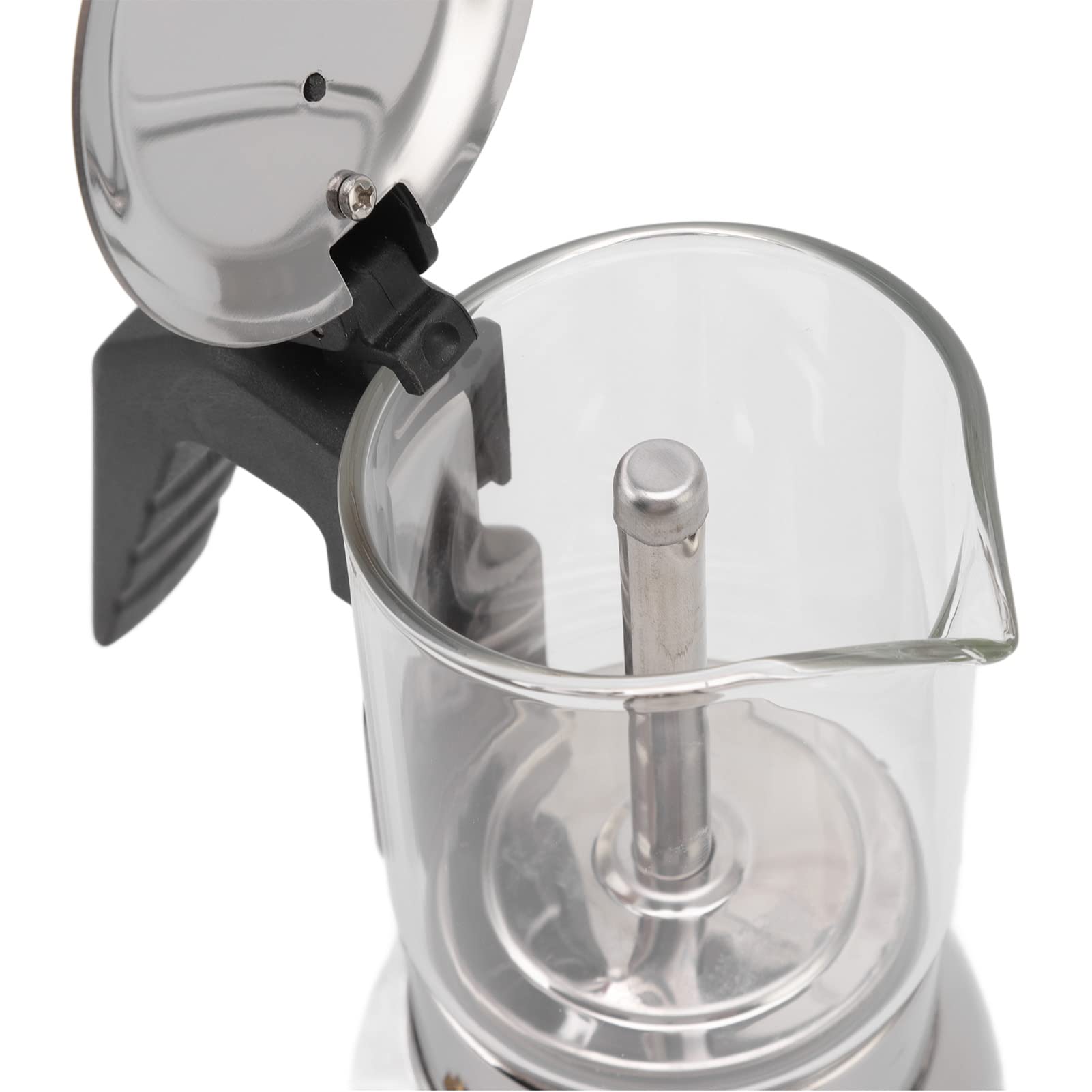 Caffettiera meccanica in vetro, caffettiera classica italiana portatile, acciaio inossidabile resistente al calore, macchina per caffè espresso per casa e bar (200 ml)