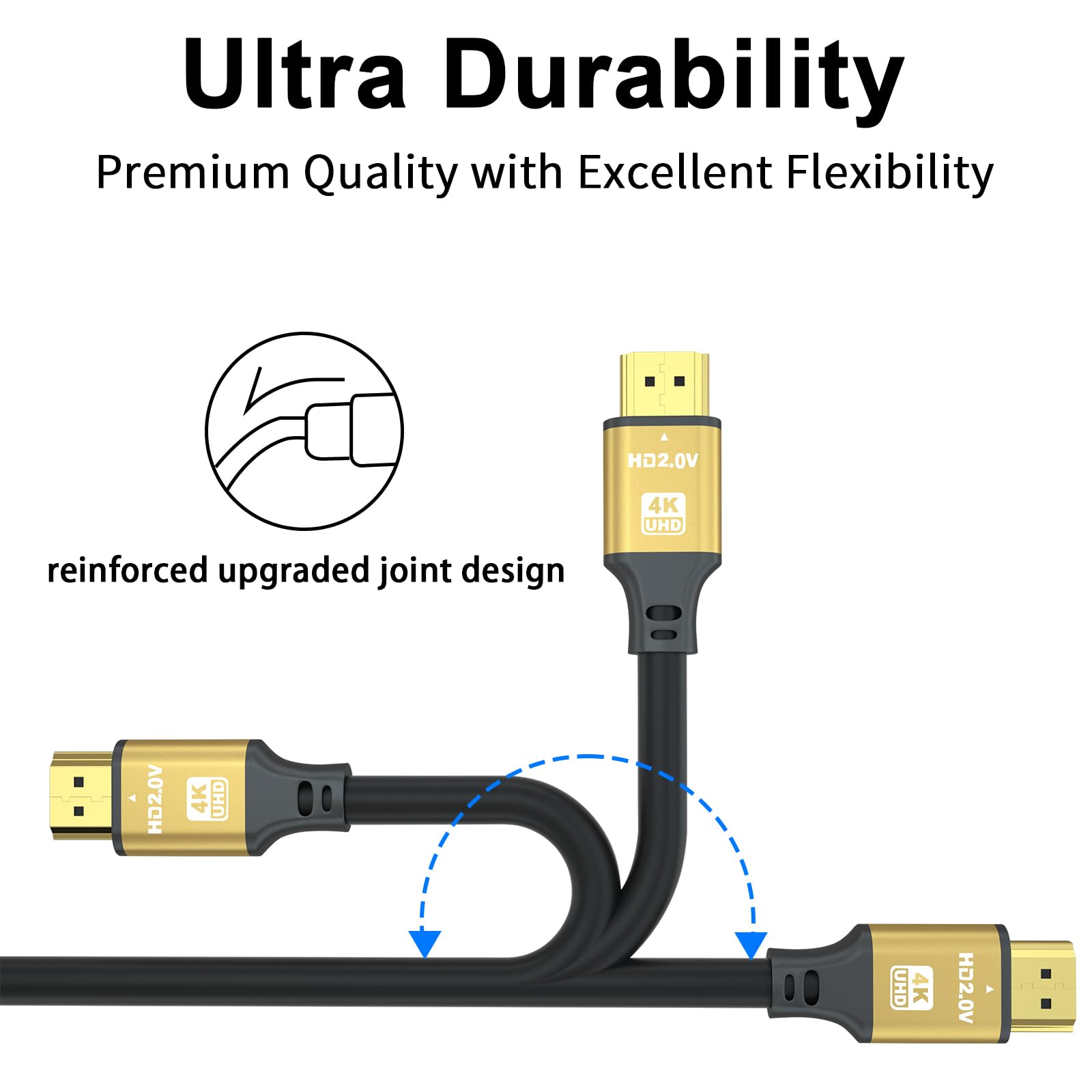 Câble HDMI 2.1 Ultra Haute Vitesse 10M 8K@60Hz 4K@120Hz Connecteurs Plaqués Or