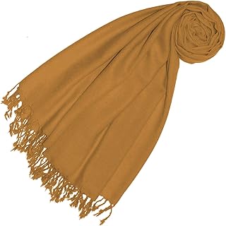 Pashmina 78571 - Pañuelo para mujer (50% cachemira, 50% lana de cordero merino, con flecos), color marrón claro, marrón claro, 70 x 180 cm