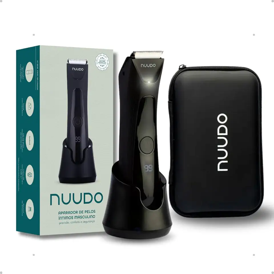 Aparador de pelos masculino íntimo da Nuudo elétrico à prova d'água com estojo e lâminas de cerâmica